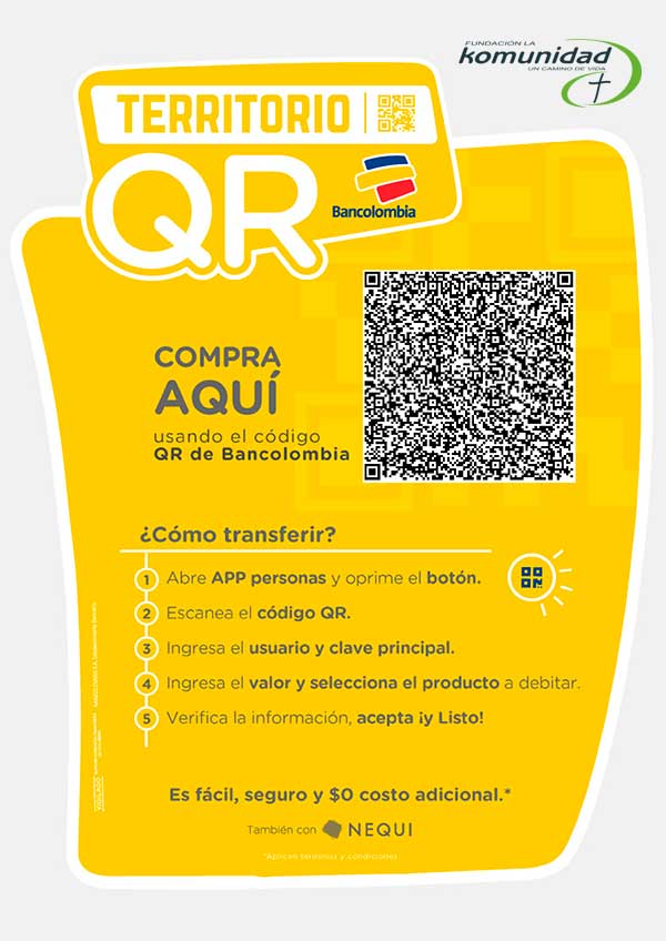 Donar con el QR Bancolombia Fundacion La Komunidad